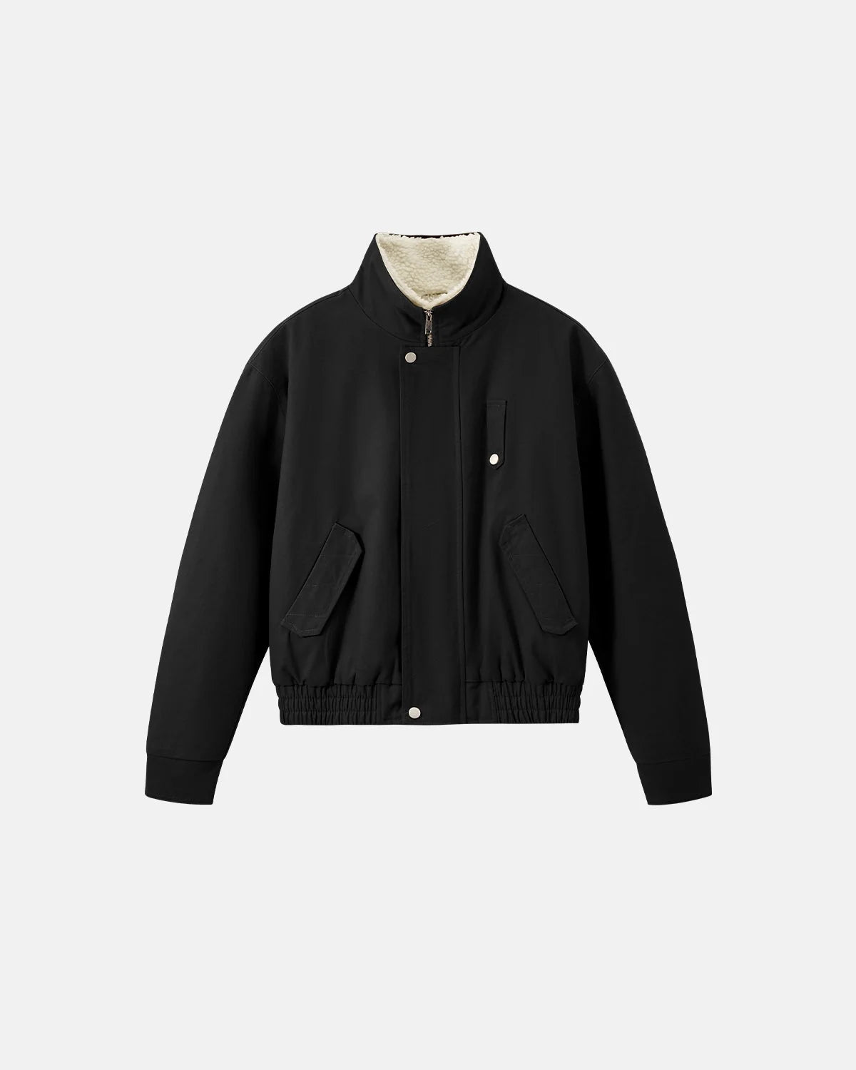 Omygoods Faux Shearling Lining Lambswool Jacket