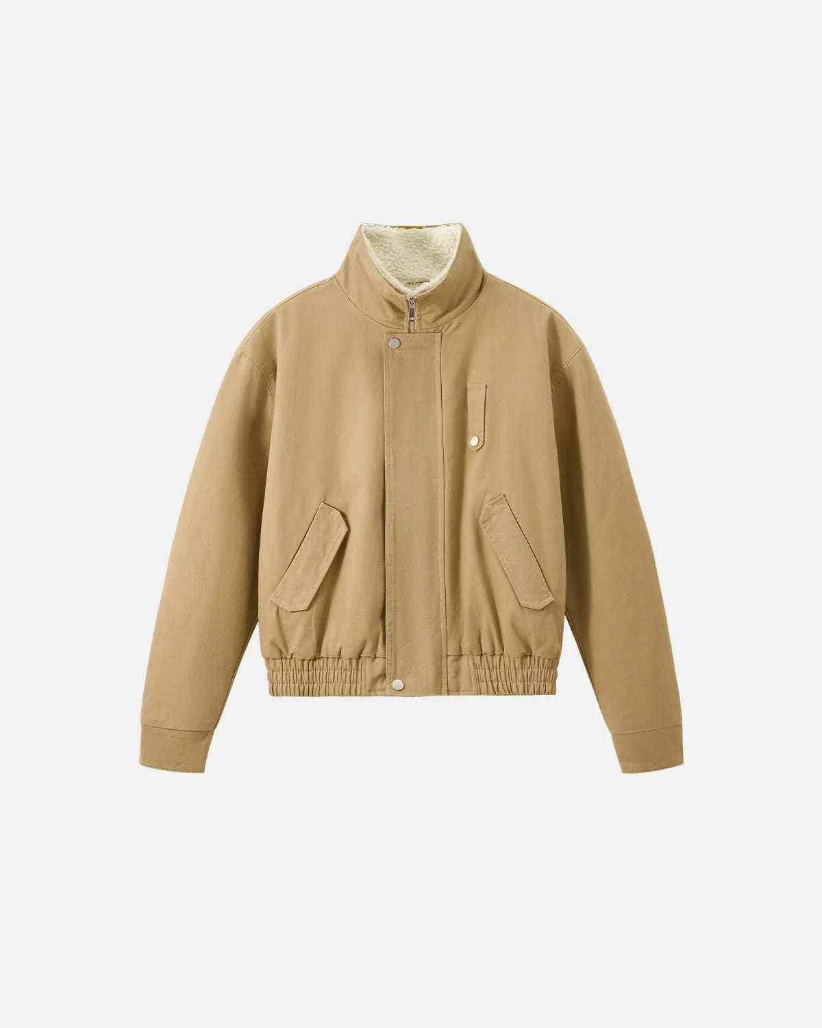 Omygoods Faux Shearling Lining Lambswool Jacket
