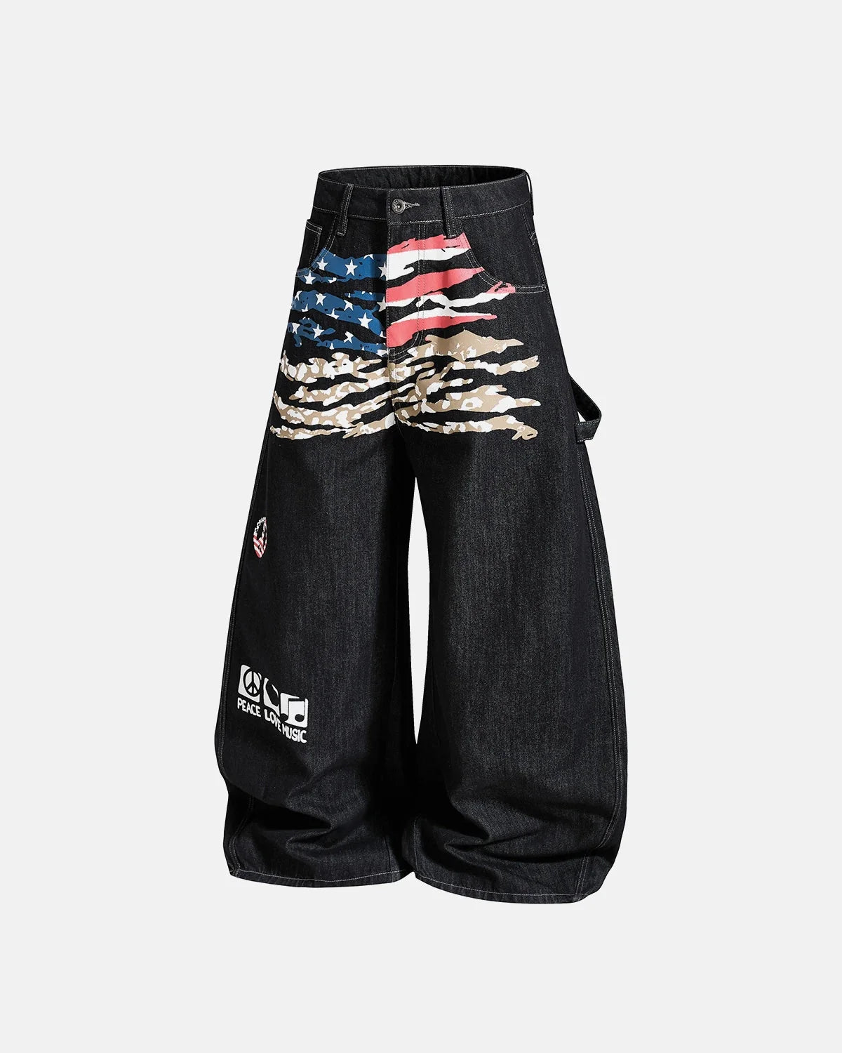 Omygoods Flag Graphic Barrel Jeans