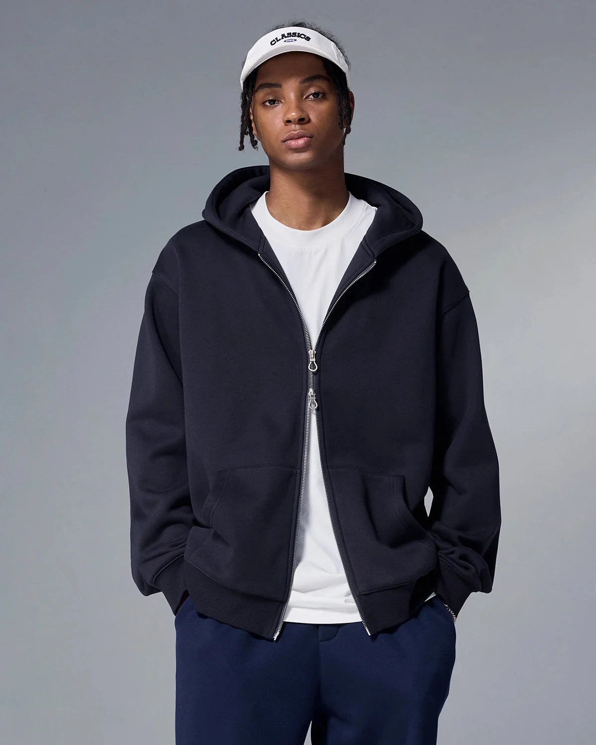 Omygoods Fleece Zip-Up Oversized Hoodie