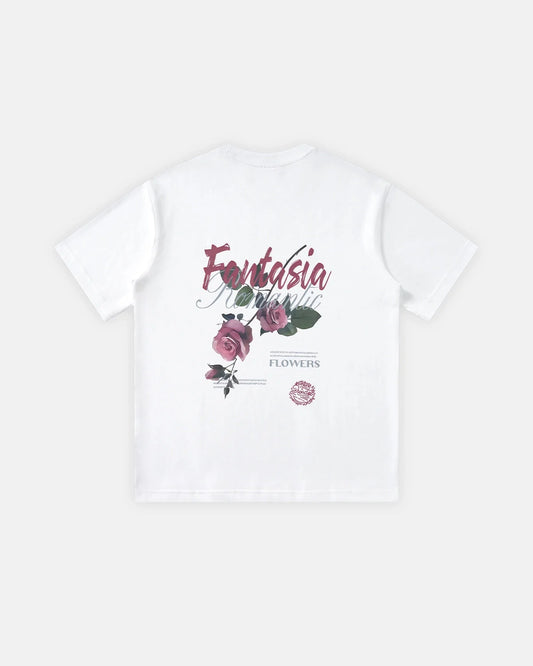 Omygoods Floral Back Graphic T-Shirt