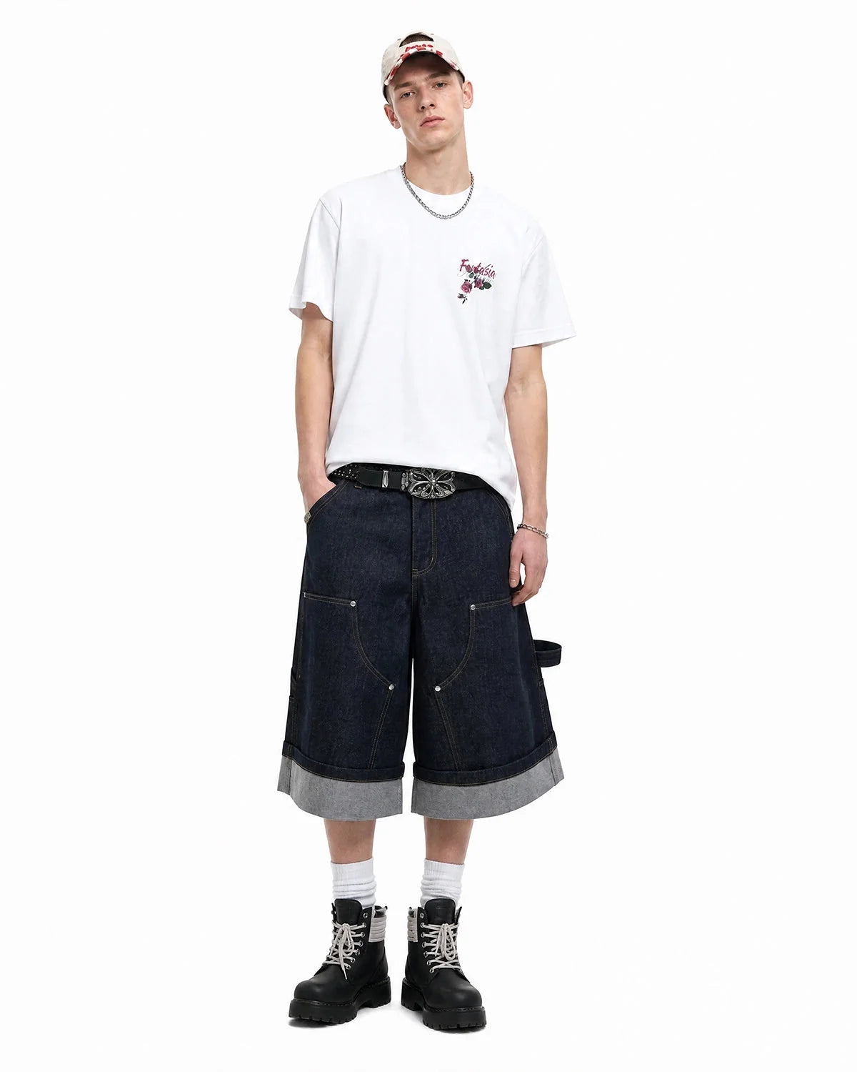 Omygoods Floral Back Graphic T-Shirt