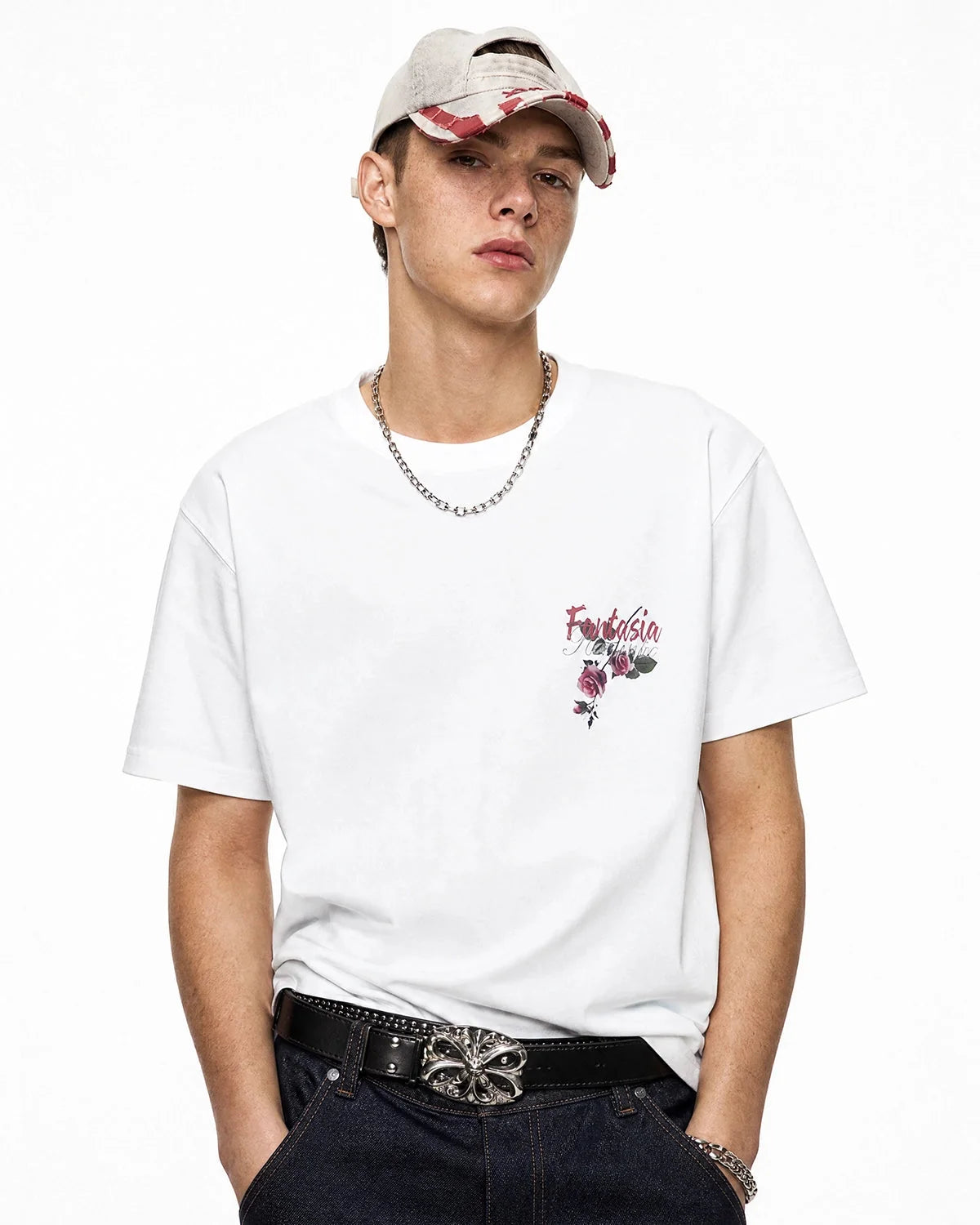 Omygoods Floral Back Graphic T-Shirt