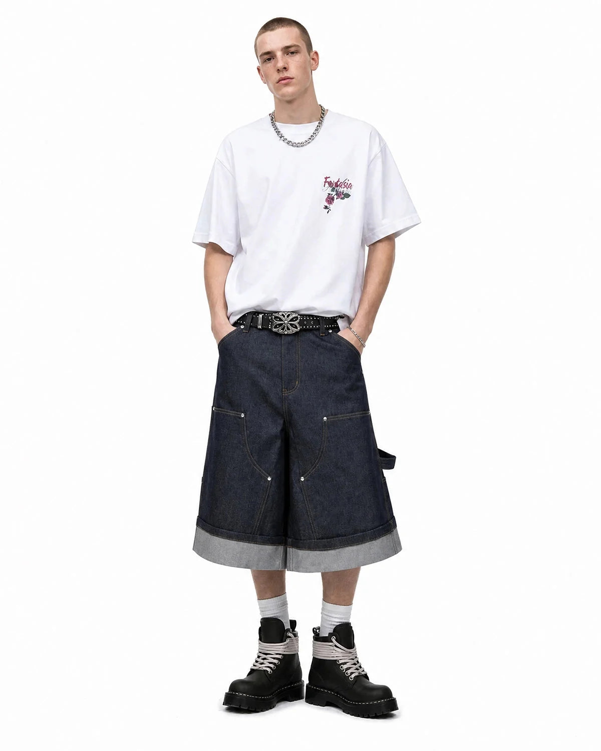 Omygoods Floral Back Graphic T-Shirt