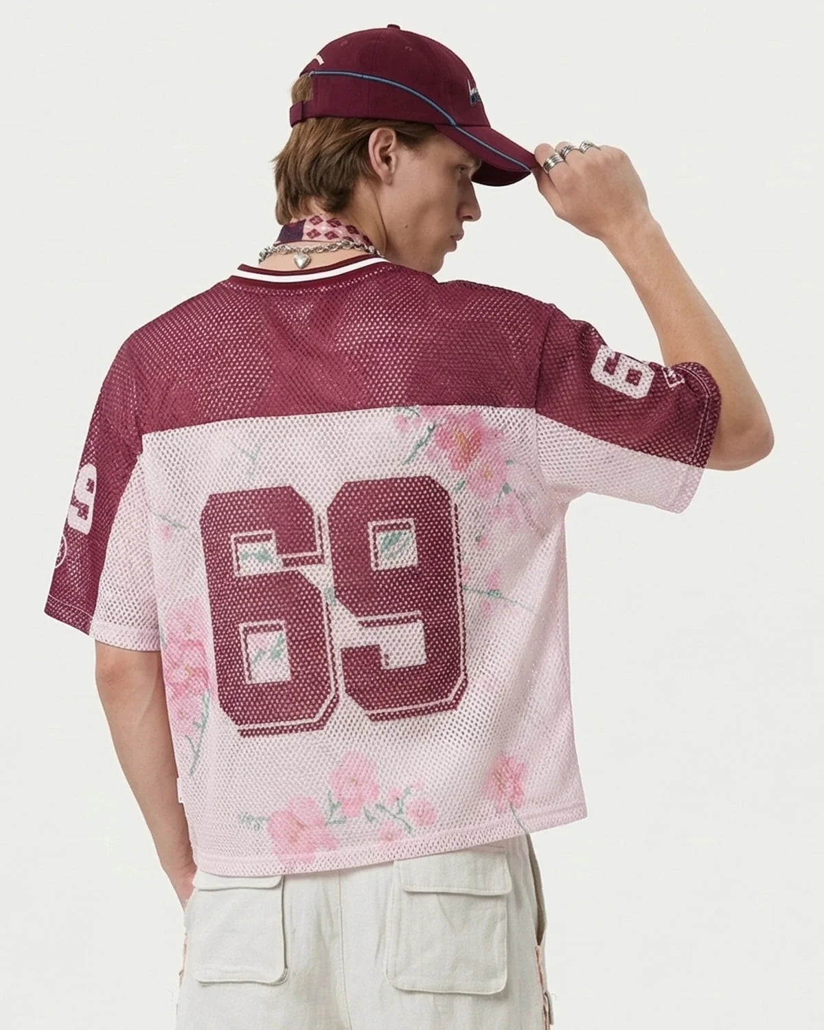 Omygoods Floral Digital Print Mesh Jersey