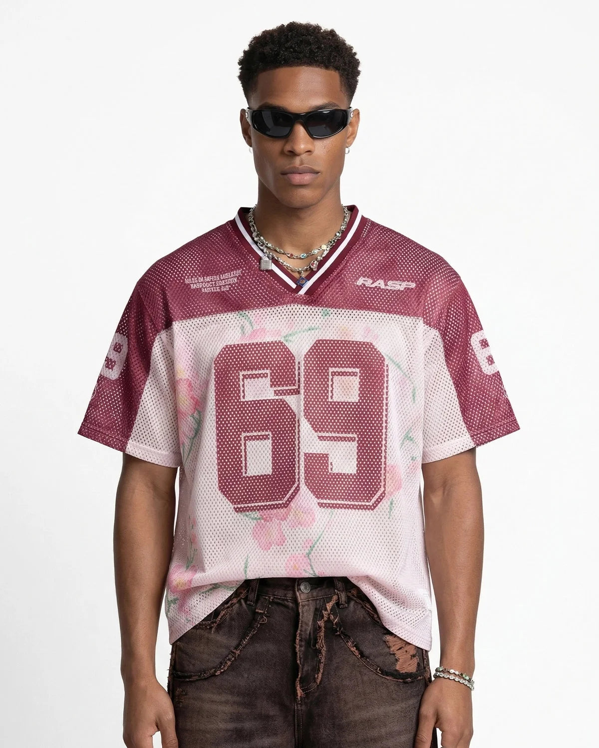 Omygoods Floral Digital Print Mesh Jersey
