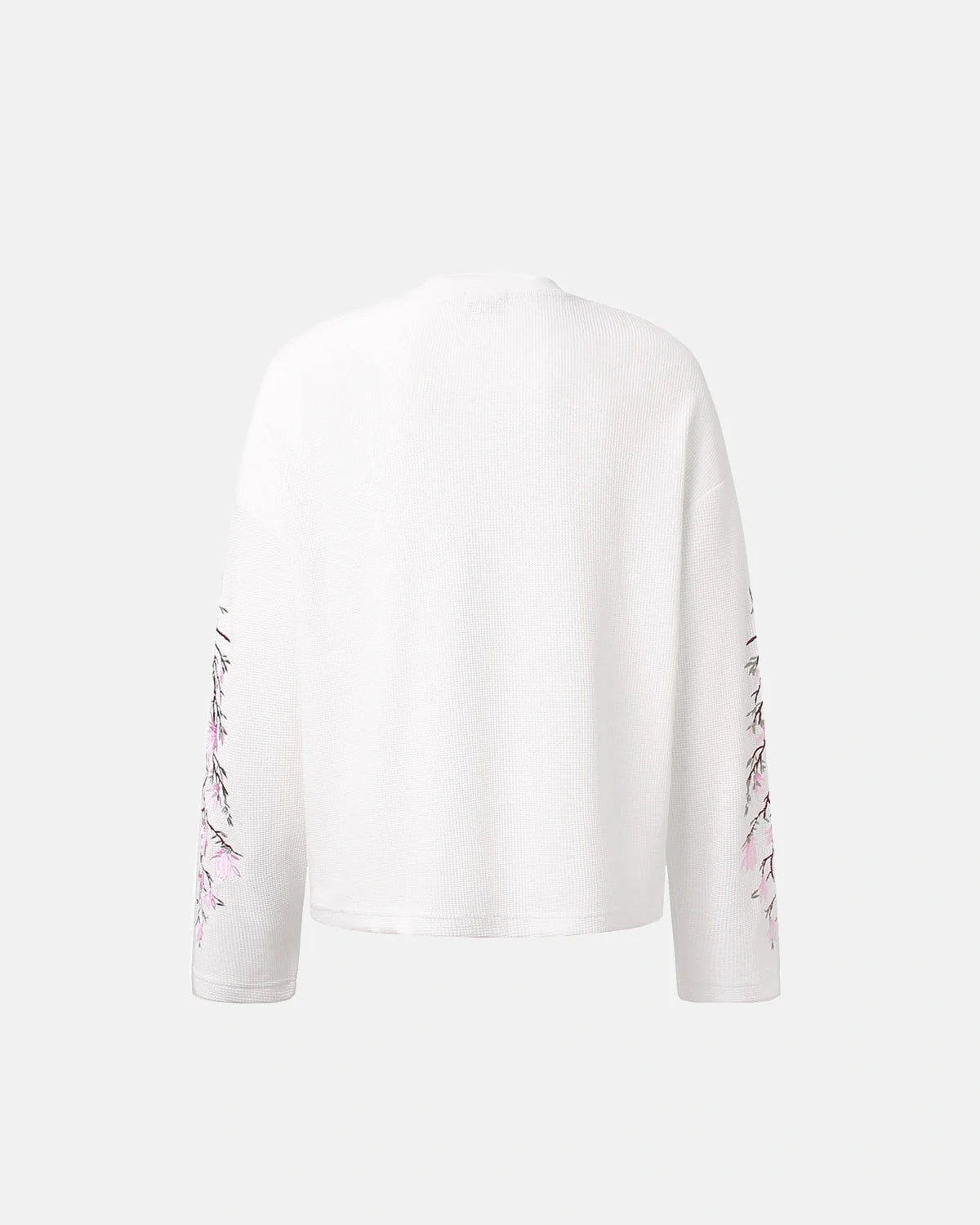 Omygoods Floral Embroidered Waffle T-Shirt