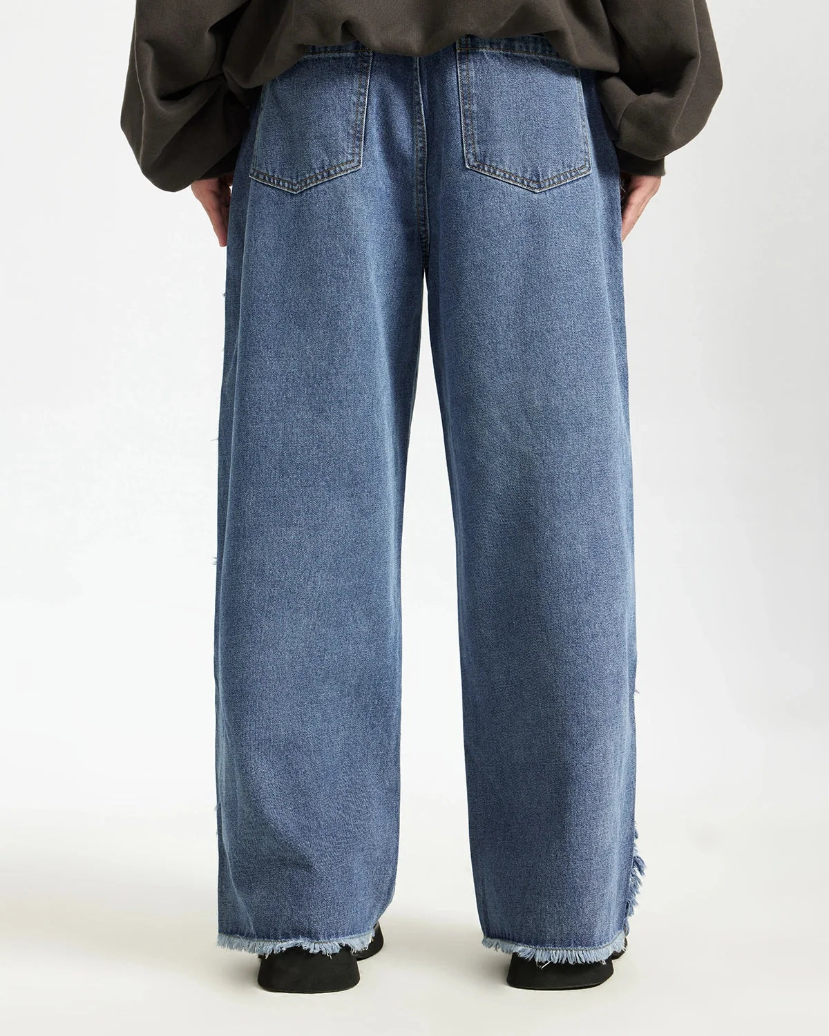 Omygoods Blue Frayed Acid Wash Pants