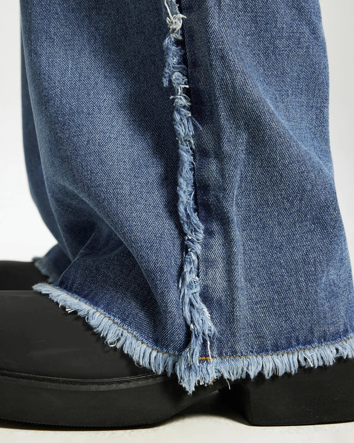 Omygoods Blue Frayed Acid Wash Pants
