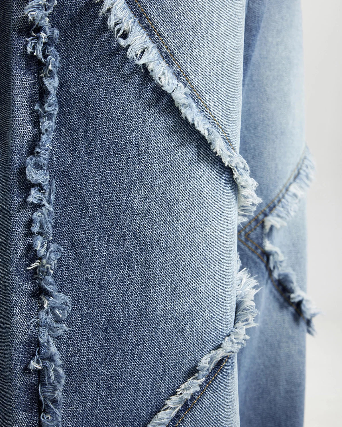 Omygoods Blue Frayed Acid Wash Pants