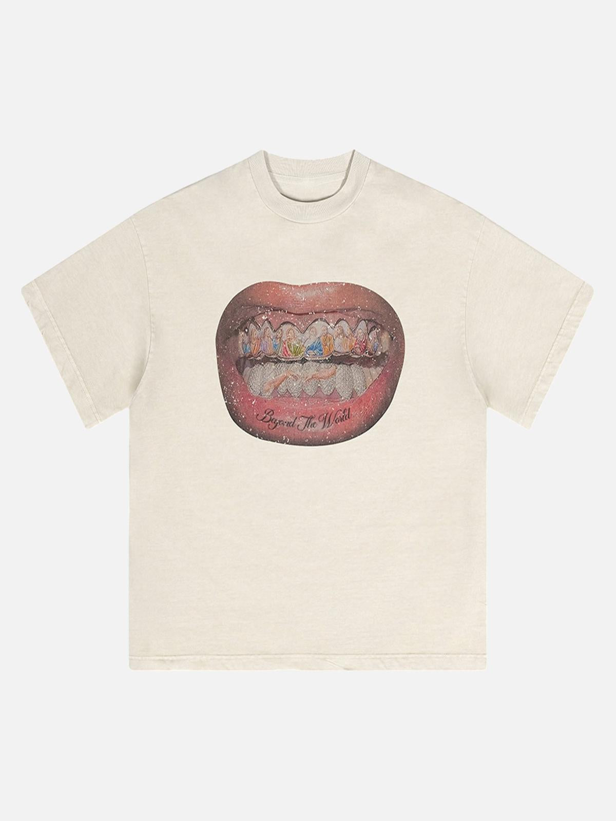 Omygoods Full Diamond Tooth Pattern T-Shirt