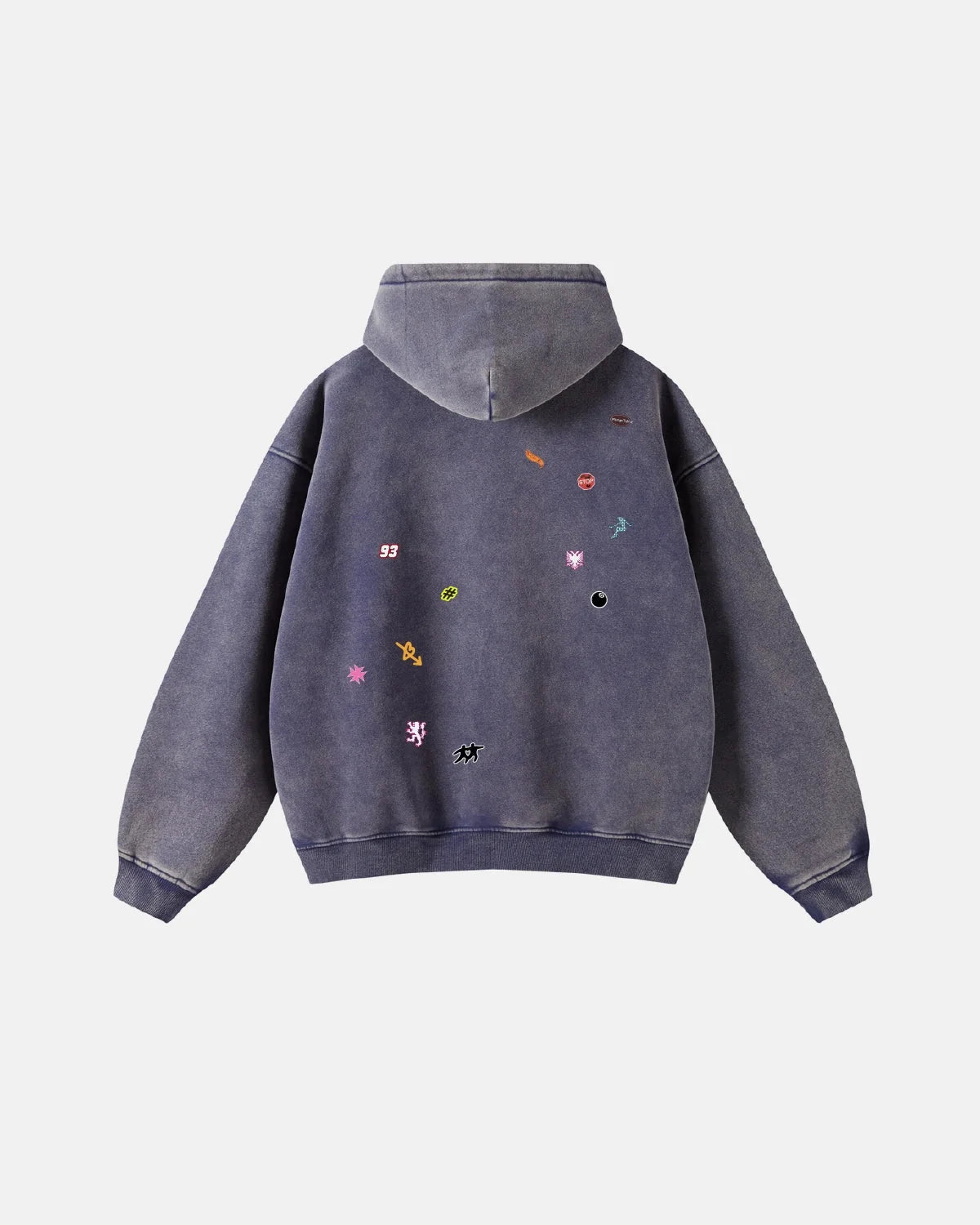 Omygoods Funny Stickers Distressed Zip Up Hoodie