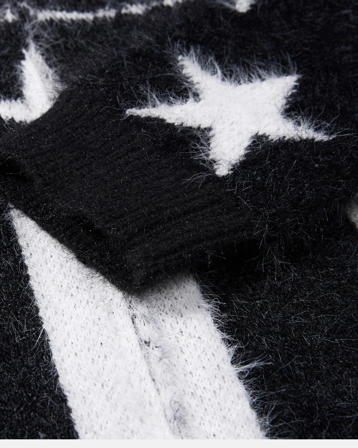 Omygoods Fuzzy Star Graphic Zip Up Sweater