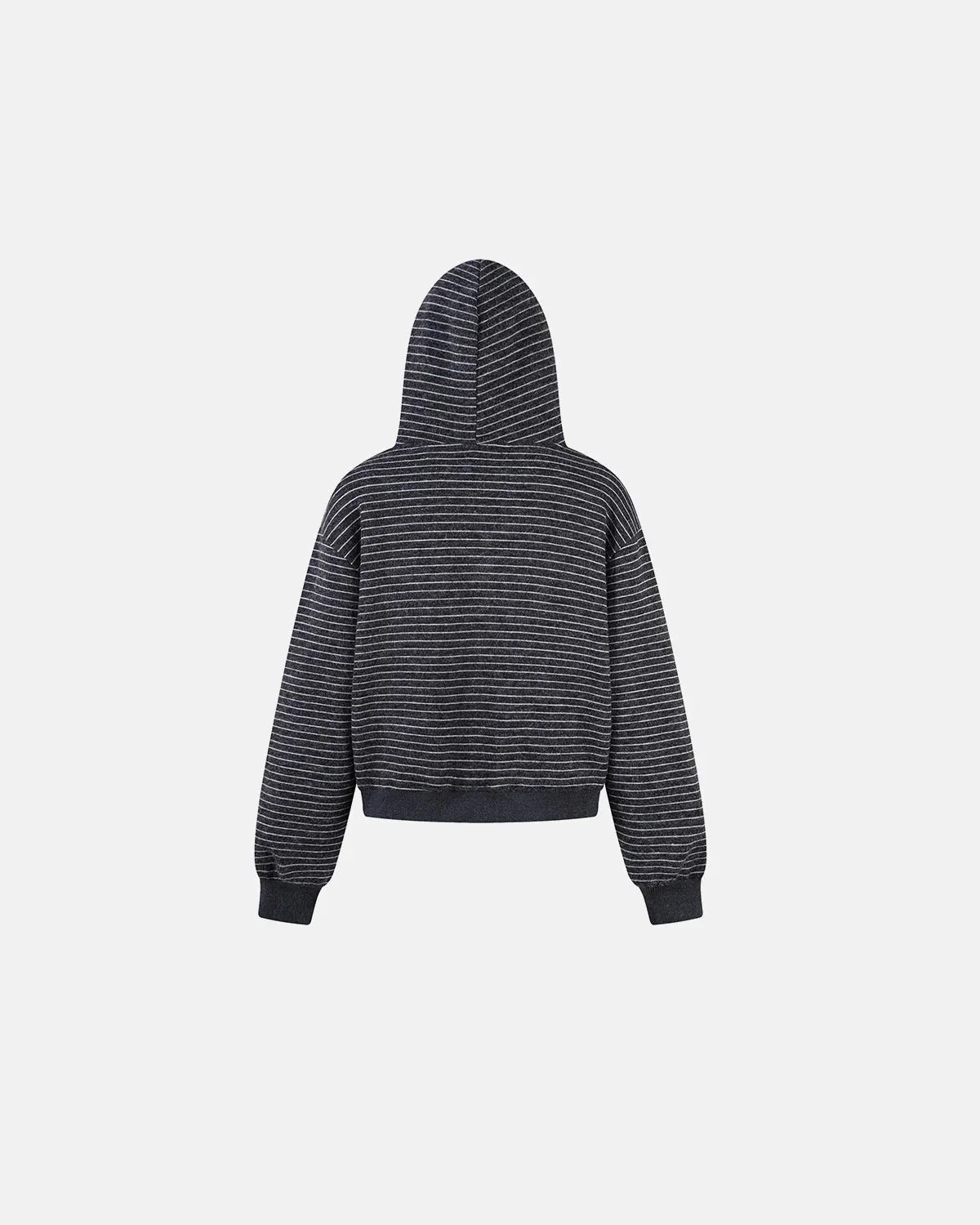 Omygoods Fuzzy Stripe Boxy Zip Up Hoodie