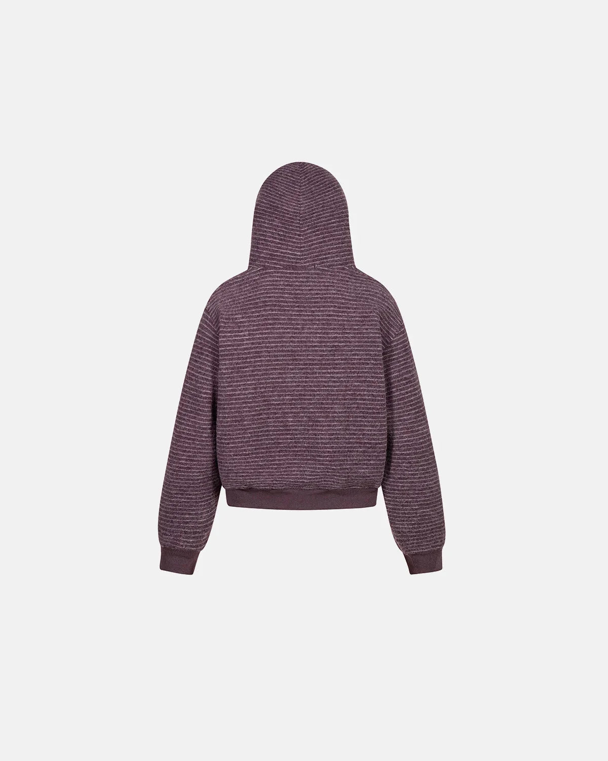 Omygoods Fuzzy Stripe Boxy Zip Up Hoodie