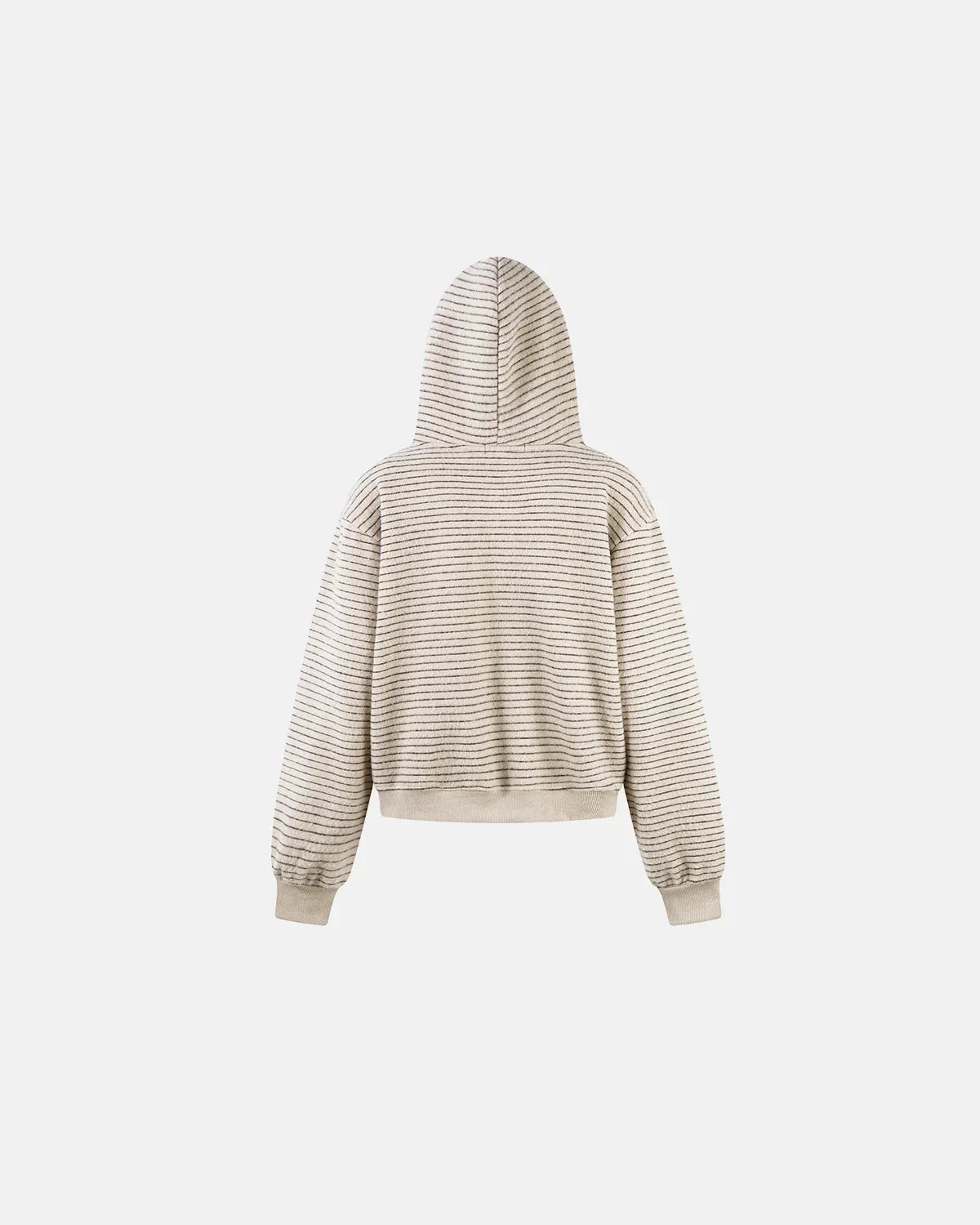 Omygoods Fuzzy Stripe Boxy Zip Up Hoodie
