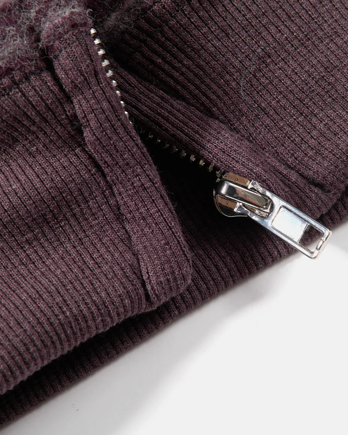 Omygoods Fuzzy Stripe Boxy Zip Up Hoodie