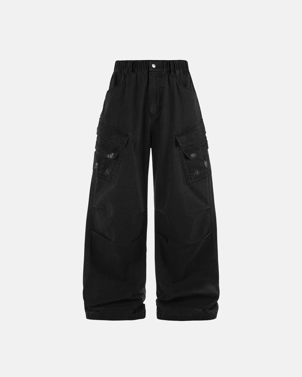 Omygoods Garment Wash Ripped Cargo Pants