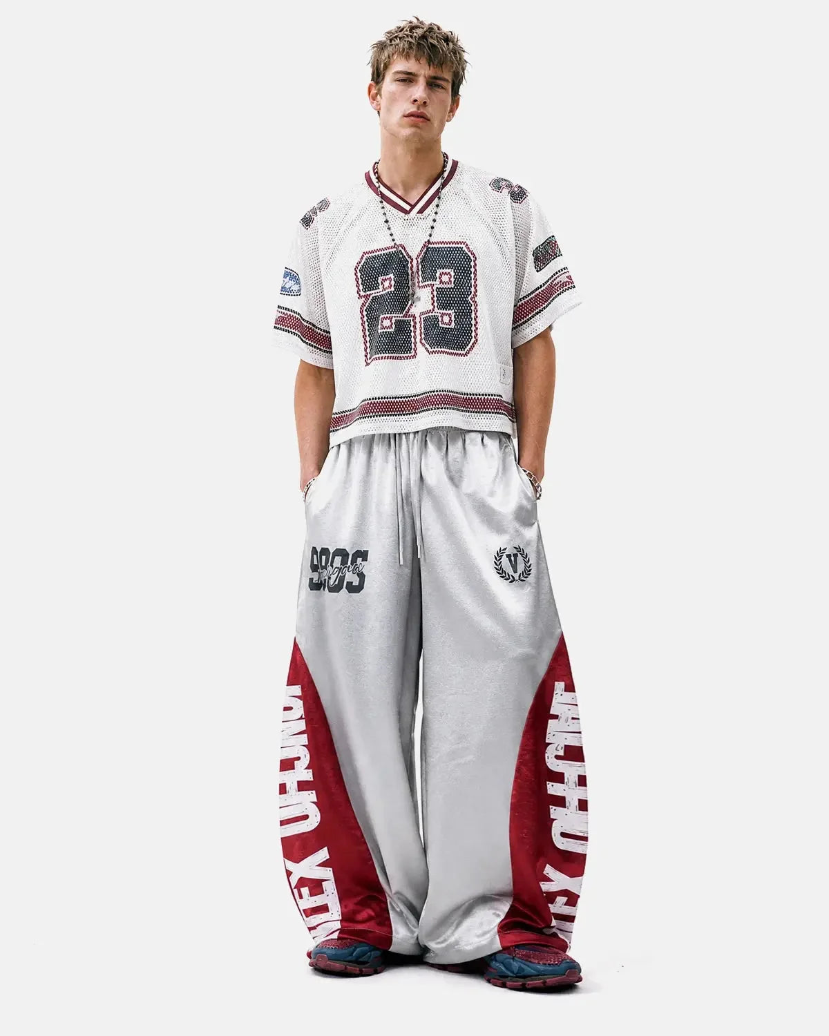 Omygoods Glossy Contrast Barrel Sweatpant