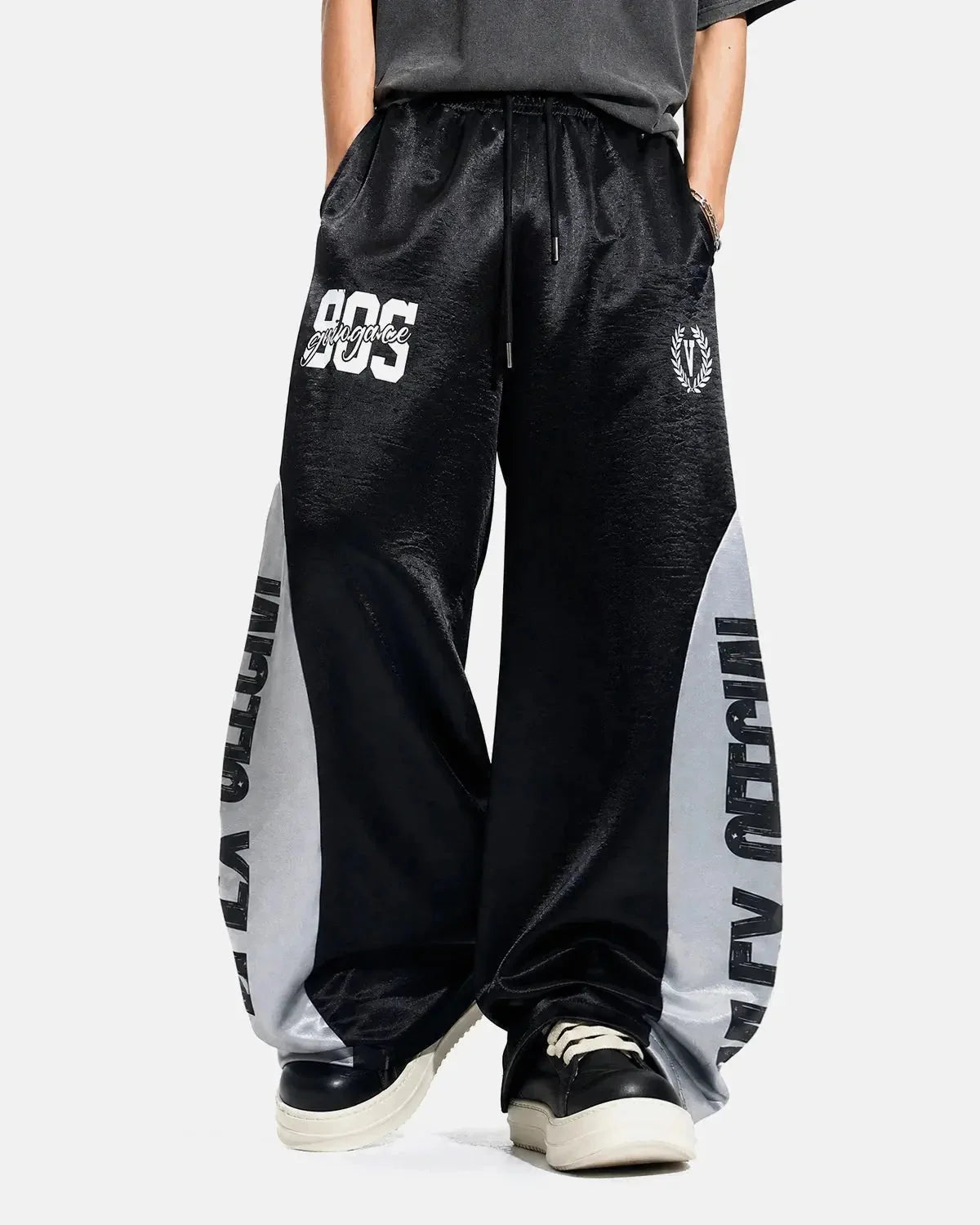 Omygoods Glossy Contrast Barrel Sweatpant