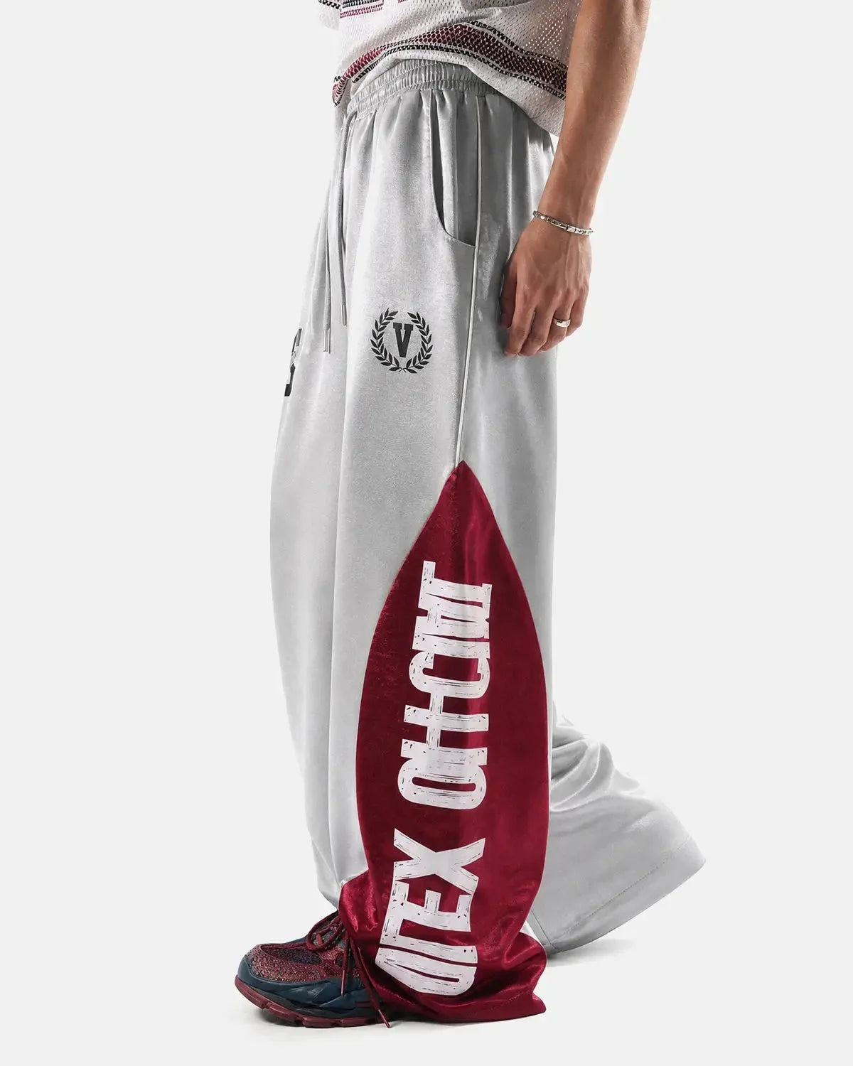 Omygoods Glossy Contrast Barrel Sweatpant