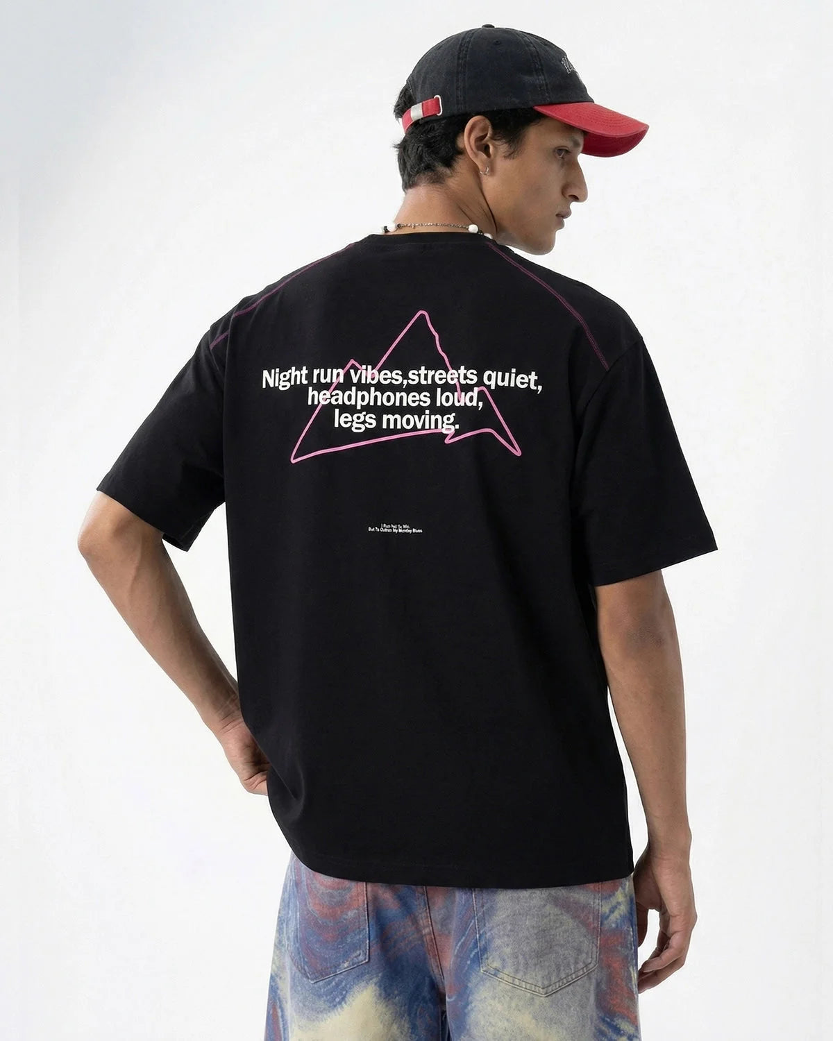 Omygoods Glow-In-The-Dark Stitching Oversized T-Shirt