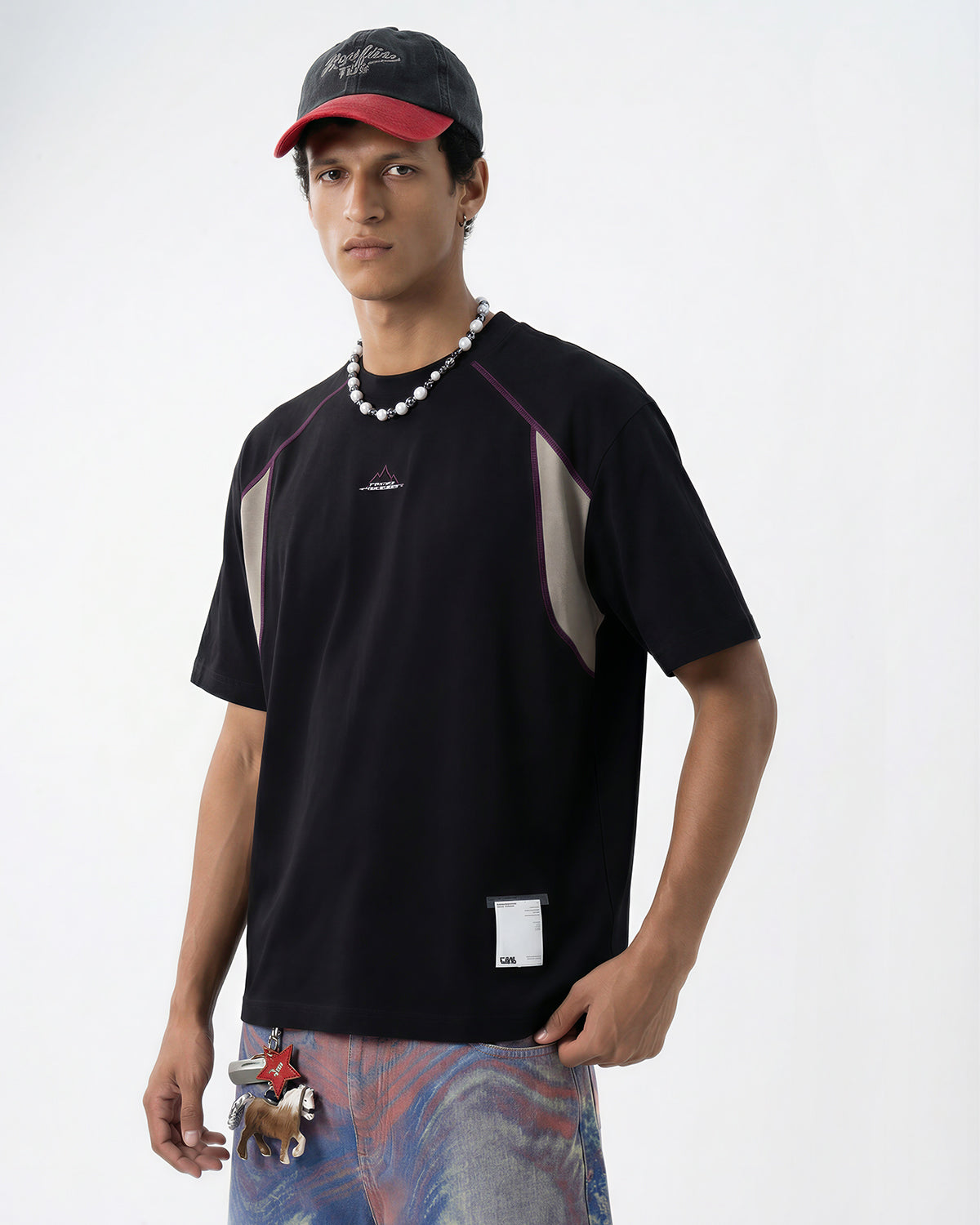 Omygoods Glow-In-The-Dark Stitching Oversized T-Shirt