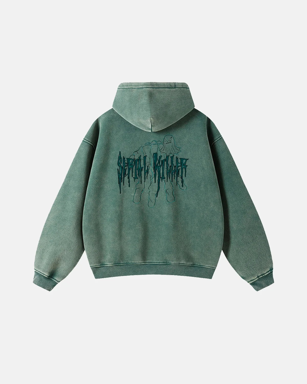 Omygoods Green Gothic Embroidered Zip Up Hoodie