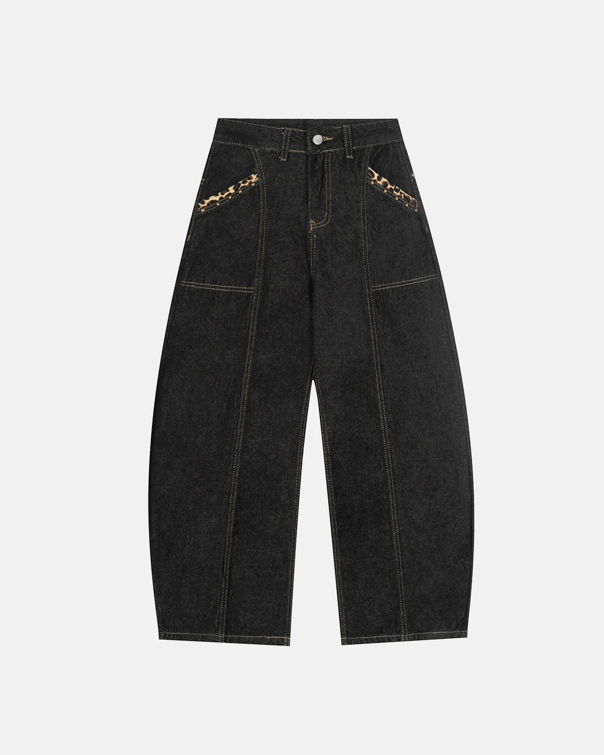 Omygoods Gothic Cross Embroidery Barrel Jeans