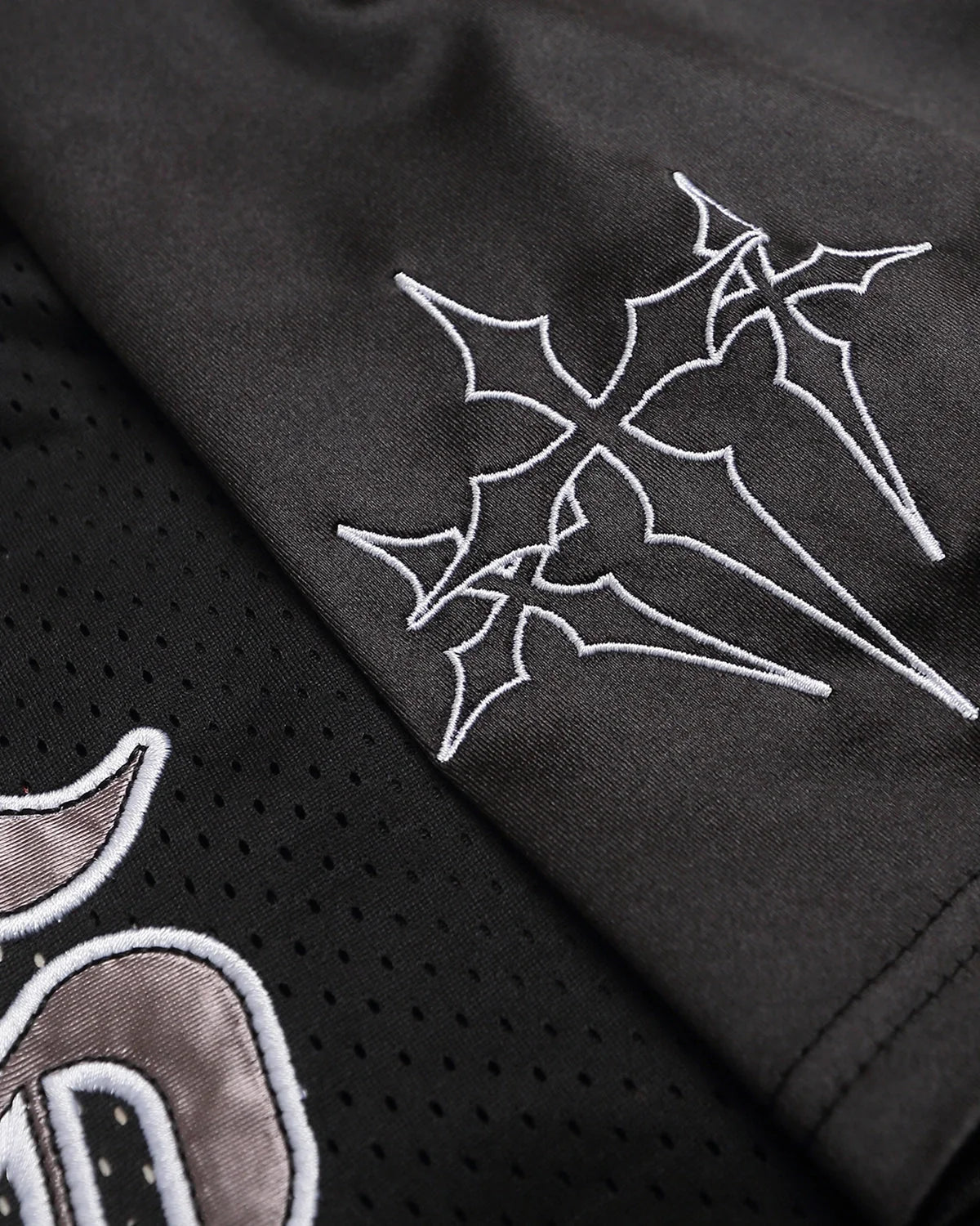Omygoods Gothic Embroidered Mesh Jersey