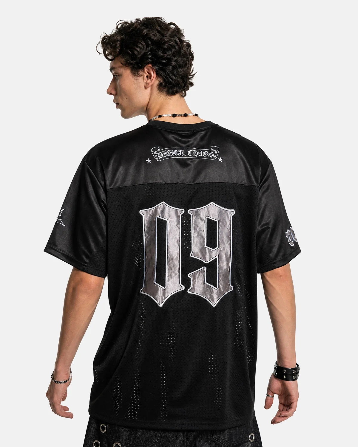 Omygoods Gothic Embroidered Mesh Jersey