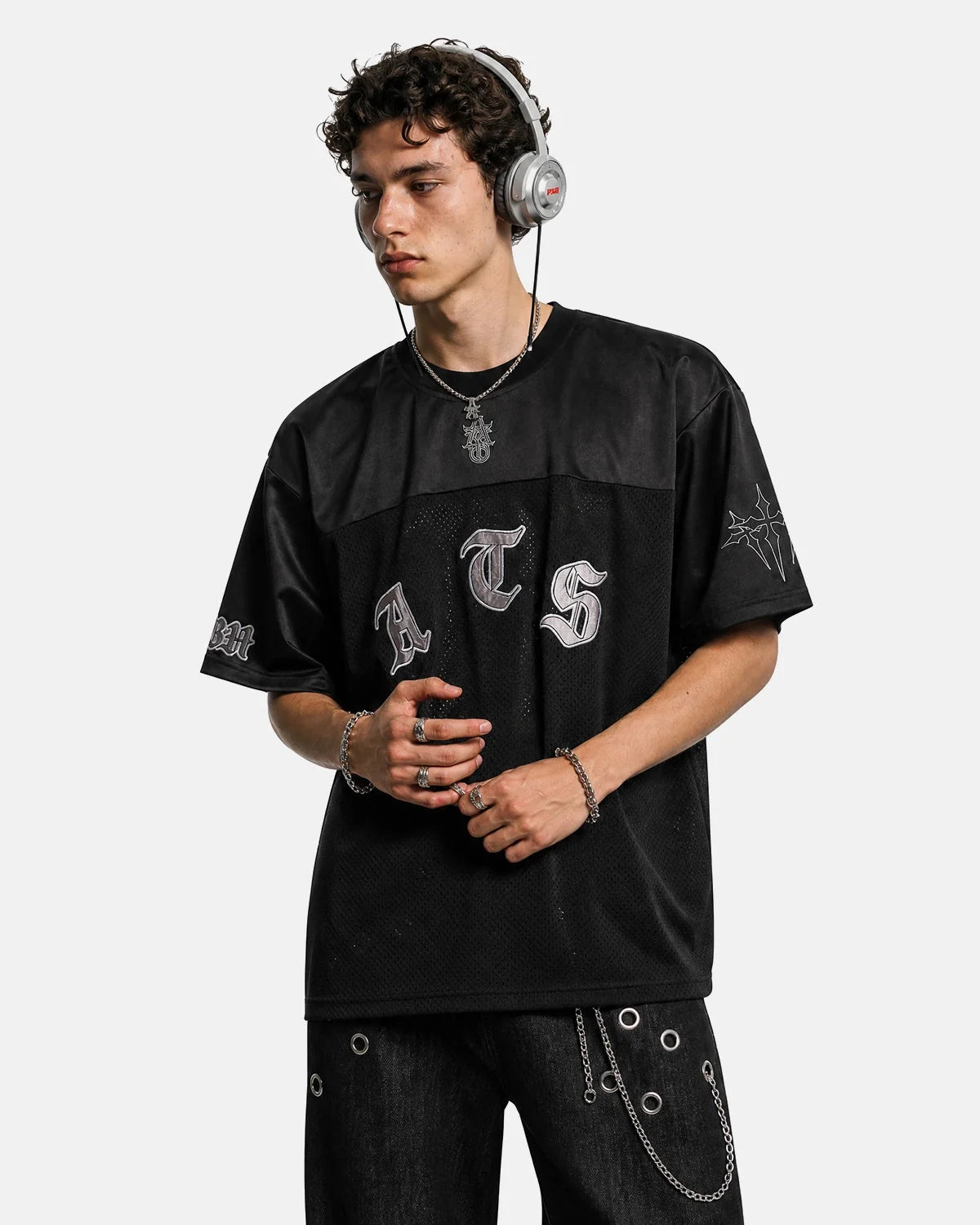Omygoods Gothic Embroidered Mesh Jersey