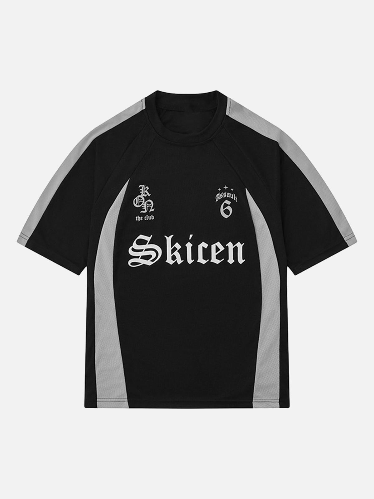 Omygoods Gothic Font Jersey Street Rap T-Shirt