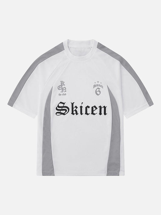 Omygoods Gothic Font Jersey Street Rap T-Shirt