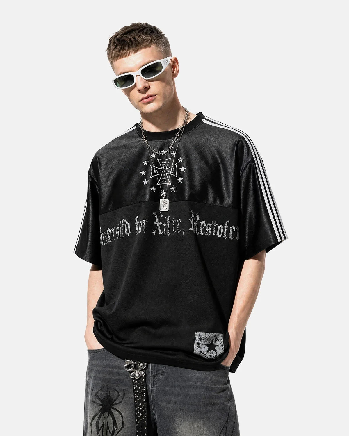 Omygoods Gothic Graphic Contrast Jersey