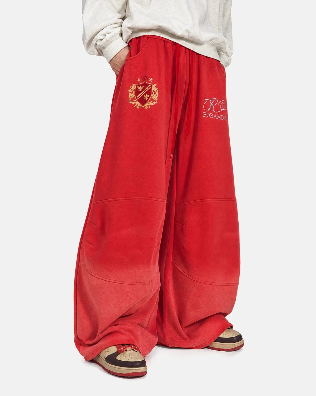 Omygoods Gothic Graphic Washed Barrel Sweatpants