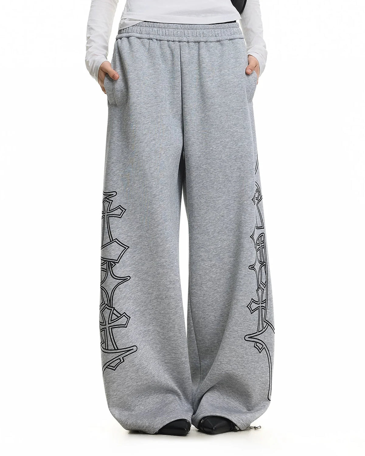 Omygoods Gothic Layered Baggy Sweatpants