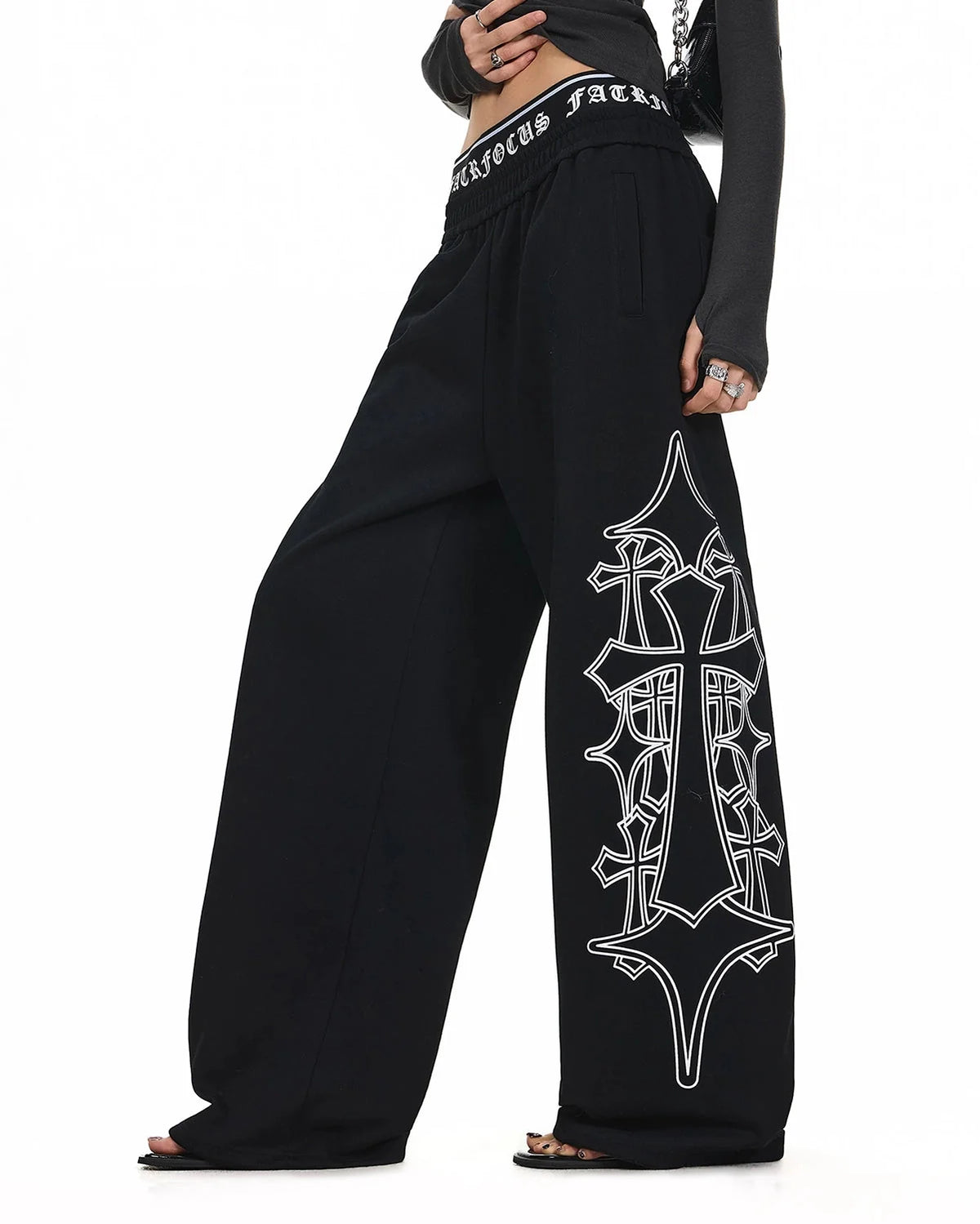 Omygoods Gothic Layered Baggy Sweatpants