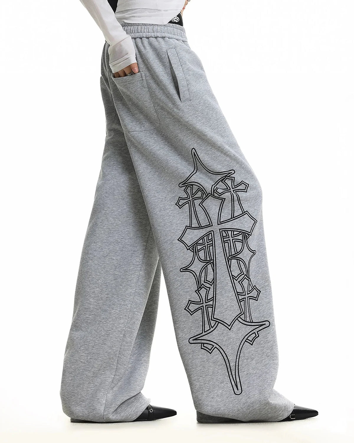 Omygoods Gothic Layered Baggy Sweatpants