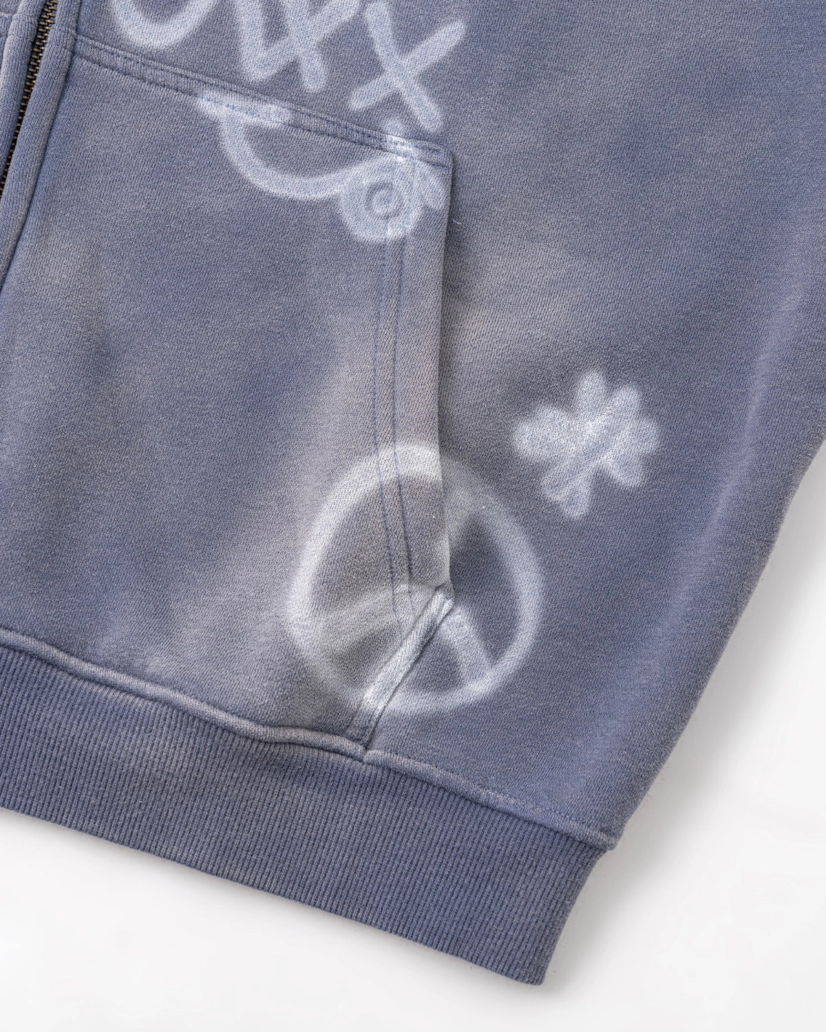Omygoods Graffiti Washed Zip Up Hoodie