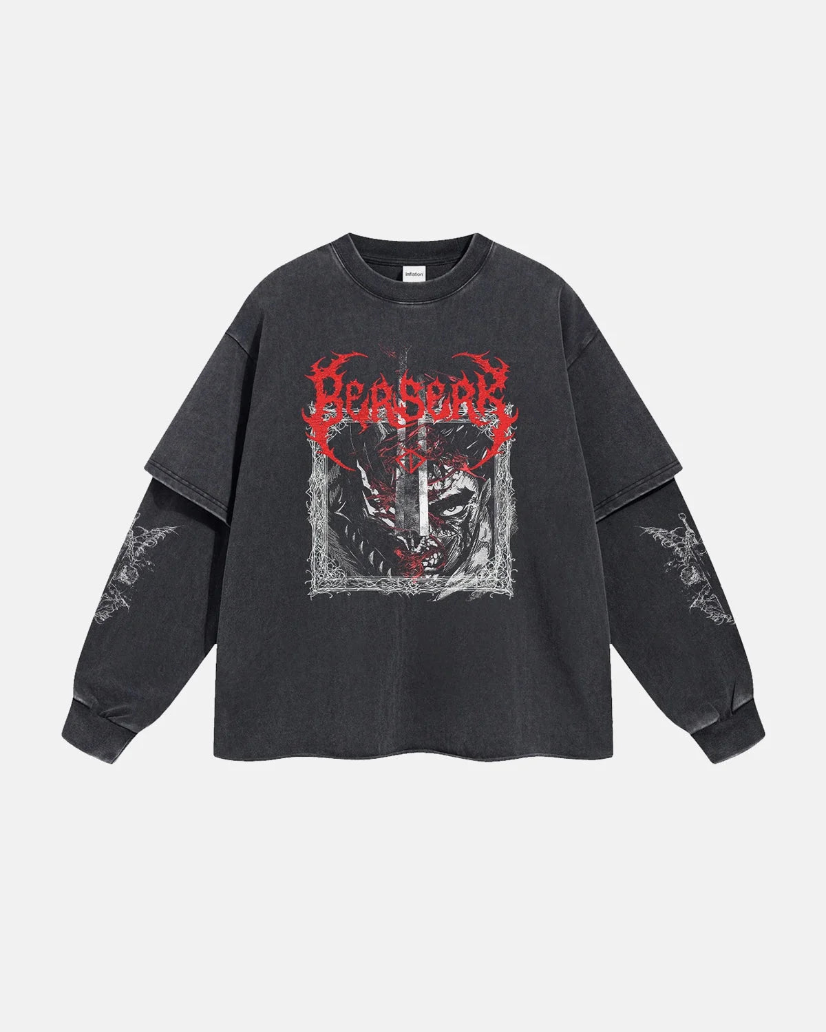 Omygoods Graphic Distressed Acid Wash Layered T-Shirt