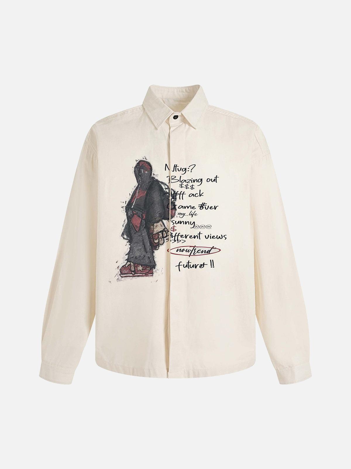 Omygoods Vintage Portrait Graphic Long Sleeve T-Shirt