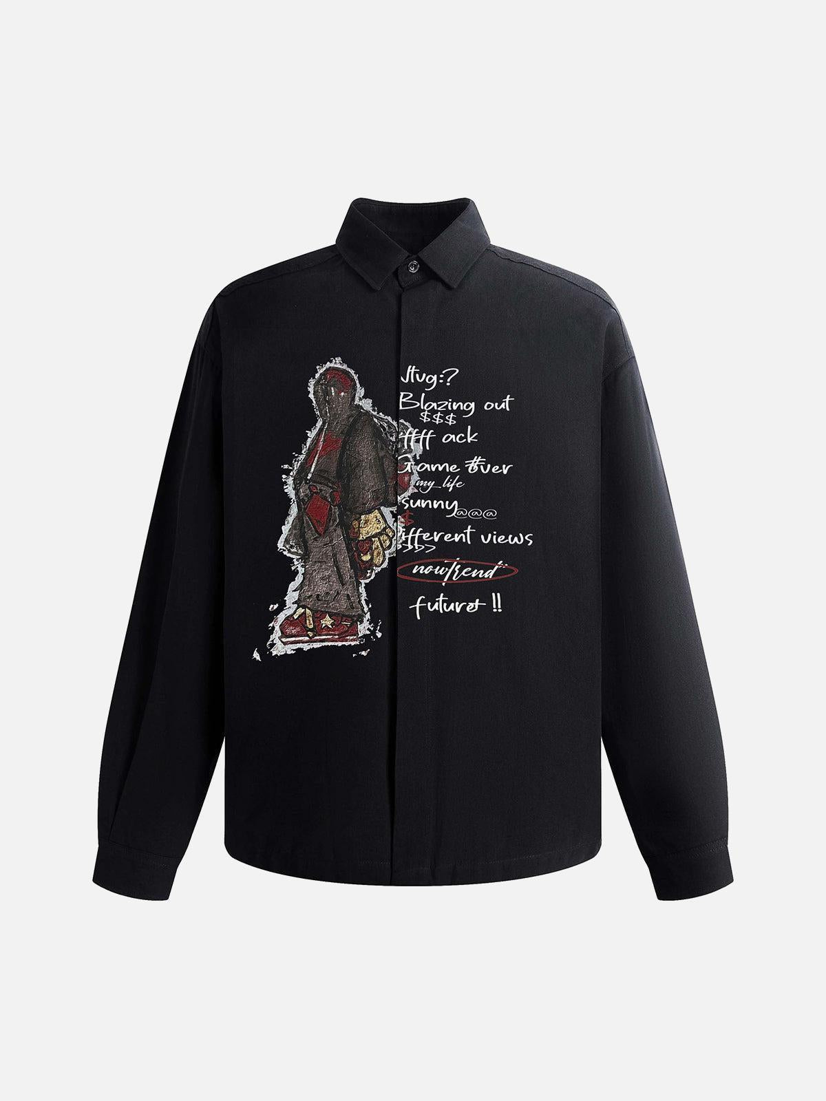 Omygoods Vintage Portrait Graphic Long Sleeve T-Shirt