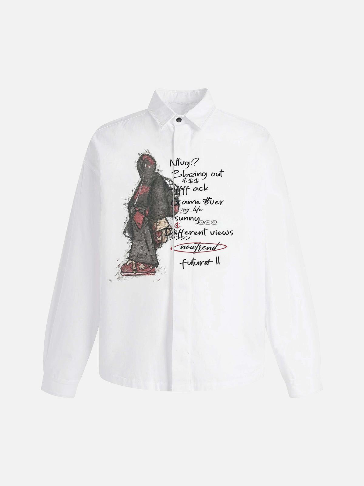 Omygoods Vintage Portrait Graphic Long Sleeve T-Shirt