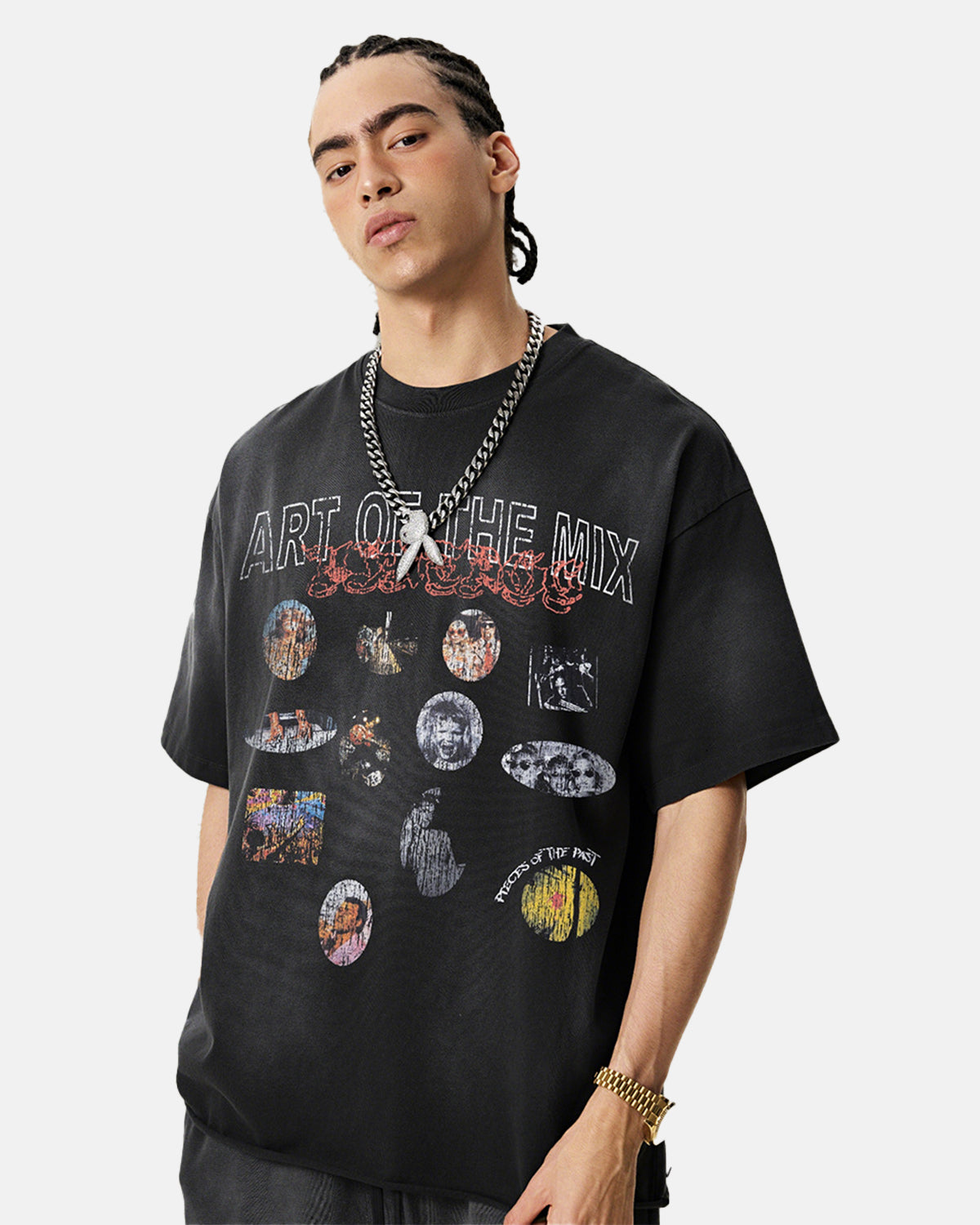 Omygoods Graphic Print Washed Oversized T-Shirt
