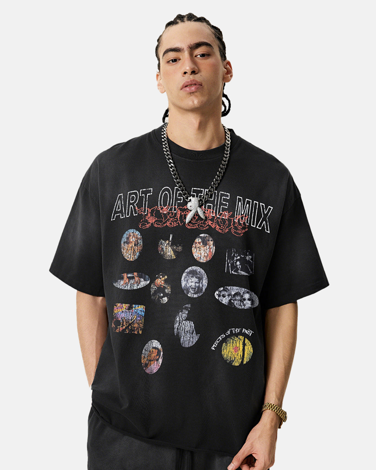 Omygoods Graphic Print Washed Oversized T-Shirt