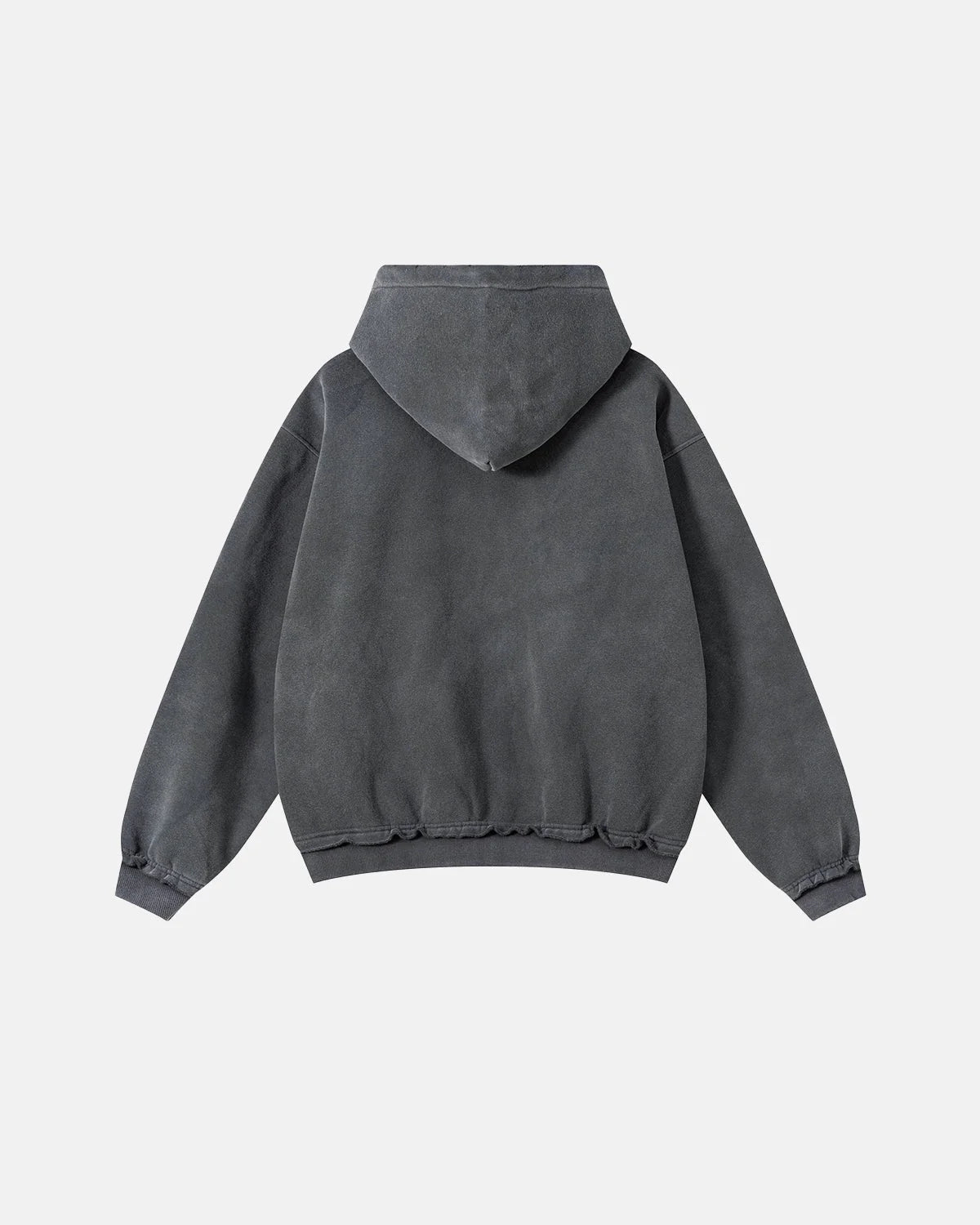 Omygoods Graphic Ripped Washed Zip Up Hoodie