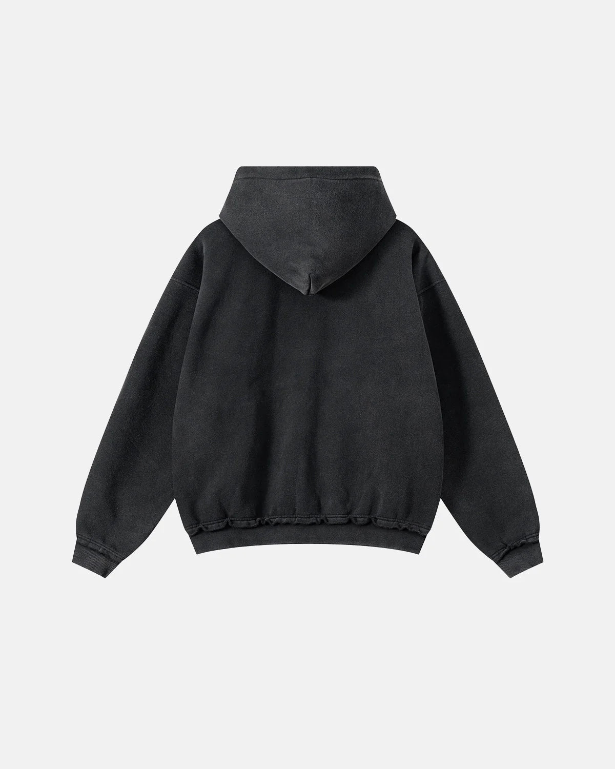 Omygoods Graphic Ripped Washed Zip Up Hoodie