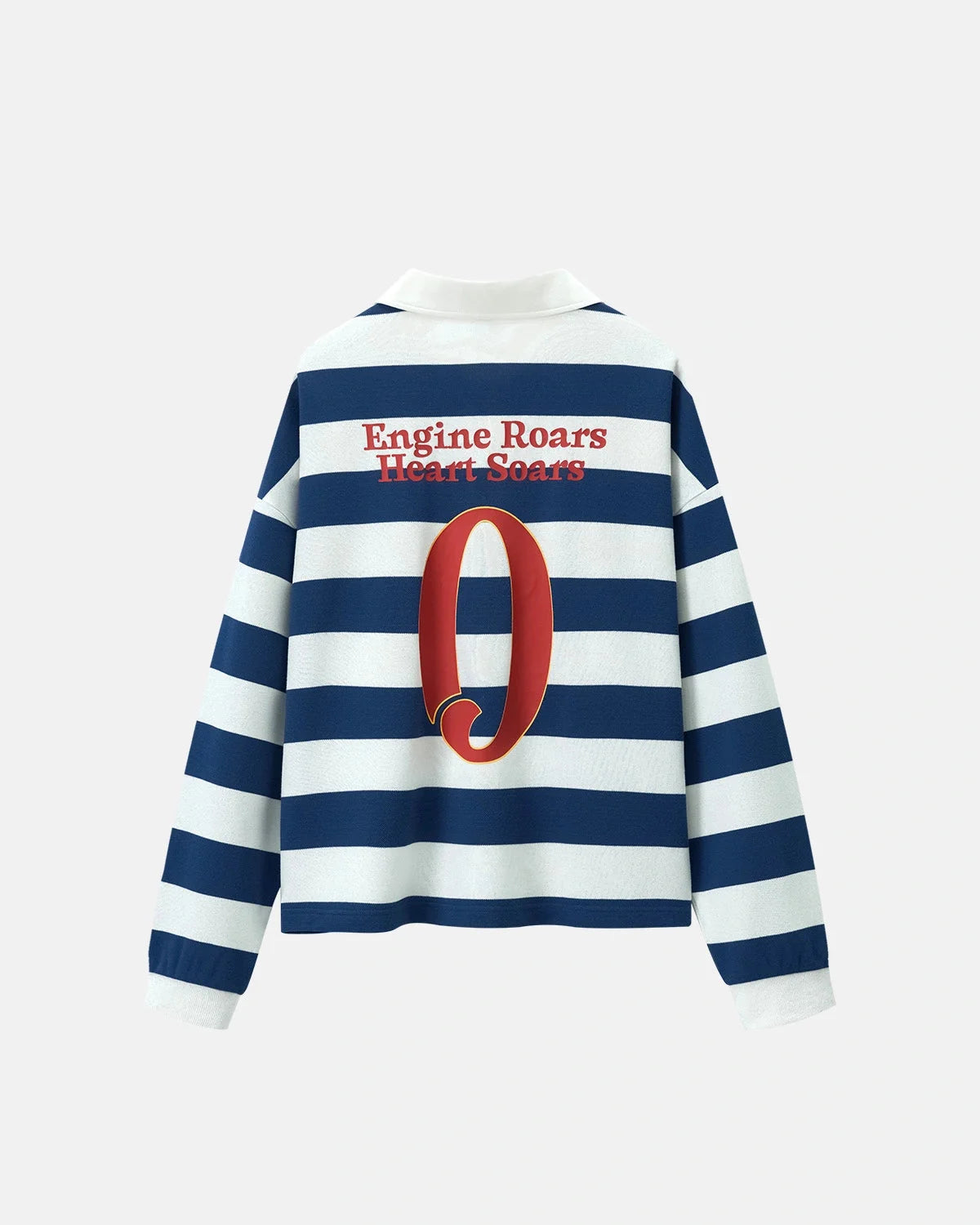 Omygoods Graphic Striped Rugby Polo Shirt