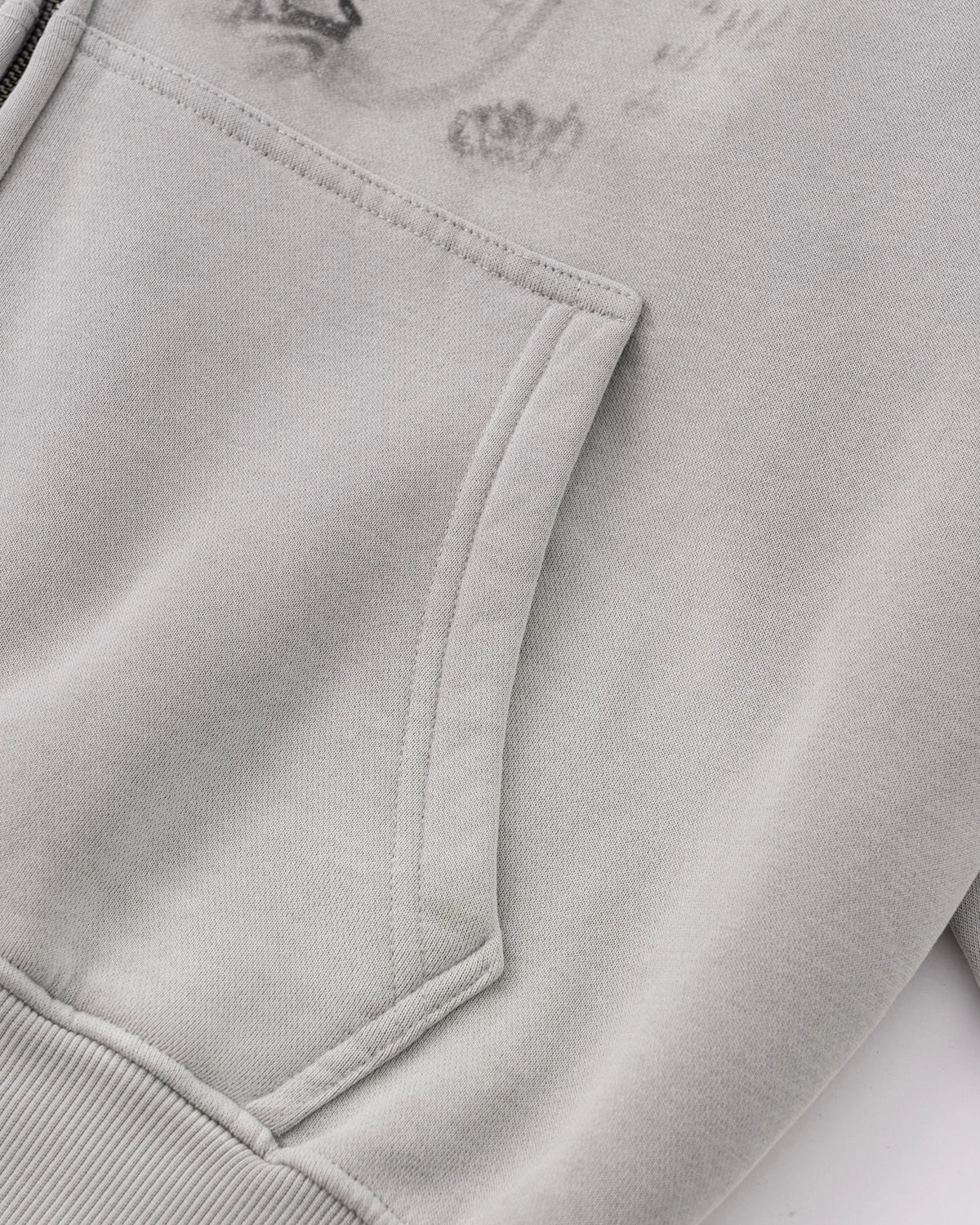 Omygoods Graphic Washed Zip Up Hoodie